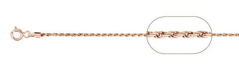 025-1.2MM Rose Gold Plated Loose Rope Chain .925 Solid Sterling Silver Available in 16-22"
