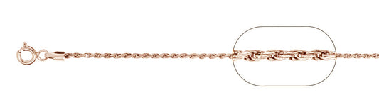 030-1.4MM Rose Gold Plated Rope Chain .925  Solid Sterling Silver Available in 16"- 20" inches NEW