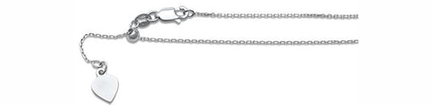 030- 0.60MM Adjustable Cable Rhodium Chain .925  Solid Sterling Silver Sizes 22"