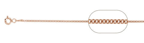 030-1.3MM Rose Gold Plated Curb Chain .925  Solid Sterling Silver Available in 16"- 22" inches