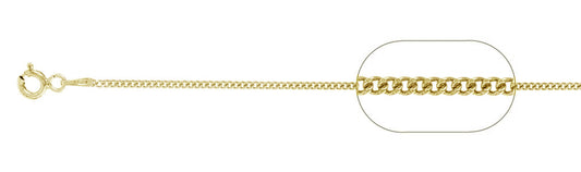 030-1.3MM Yellow Gold Plated Curb Chain .925  Solid Sterling Silver Available in 16"- 22" inches NEW