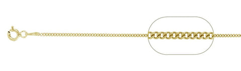 Curb 025 1MM Yellow Gold Plated Curb Chain .925  Solid Sterling Silver Available in 16"- 22" inches