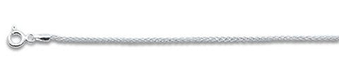 035-1.5MM Rhodium Plated Wheat/Spiga Chain .925  Solid Sterling Silver Available in 16"- 20" inches