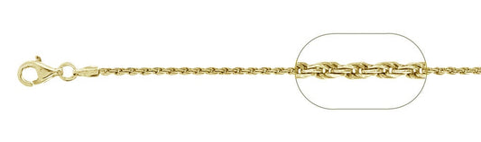 030 1.4MM Yellow Gold Plated Rope Chain .925  Solid Sterling Silver Available in 16"- 24 " inches NEW