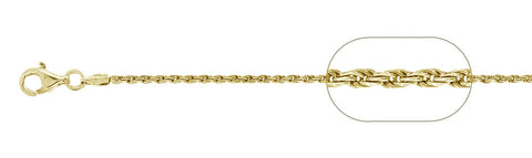 035-1.6MM Yellow Gold Plated Rope Chain .925  Solid Sterling Silver Available in 7"- 30 " inches
