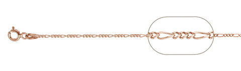 040-1.5MM Rose Gold Plated Figaro Chain .925  Solid Sterling Silver Available in 16"- 22" inches
