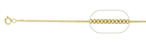 040-1.4MM Yellow Gold Plated Curb Chain .925  Solid Sterling Silver Available in 16"- 26" inches