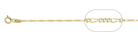 040-1.5MM Yellow Gold Plated Figaro Chain .925  Solid Sterling Silver Available in 16"- 24" inches