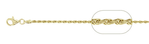 040-2MM Yellow Gold Plated Rope Chain .925  Solid Sterling Silver Available in 7"- 30 " inches