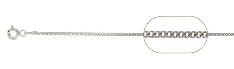 040-1.4MM Rhodium Plated Curb Chain .925  Solid Sterling Silver Available in 18"- 24" inches