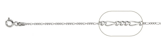 040-1.5MM Rhodium Plated Figaro Chain .925  Solid Sterling Silver Available in 16"- 20" inches NEW
