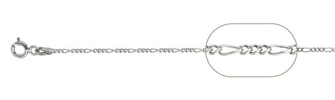 040-1.5MM Rhodium Plated Figaro Chain .925  Solid Sterling Silver Available in 16"- 20" inches