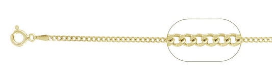 050-1.7MM Yellow Gold Plated Curb Chain .925  Solid Sterling Silver Available in 16"- 26" inches NEW
