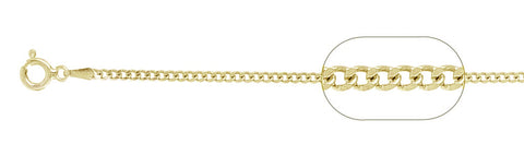 050-1.7MM Yellow Gold Plated Curb Chain .925  Solid Sterling Silver Available in 16"- 26" inches