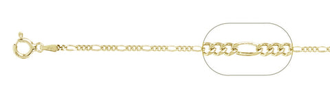 050-1.8MM Yellow Gold Plated Figaro Chain .925  Solid Sterling Silver Available in 7"- 26" inches