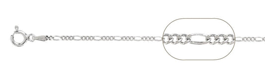 050-1.8MM Rhodium Plated Figaro Chain .925  Solid Sterling Silver Available in 16"- 26" inches NEW