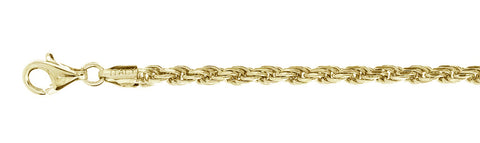 <span>CLOSEOUT 20% OFF! </span> 080-4MM Yellow Gold Plated Rope Chain .925  Solid Sterling Silver Available in 8"- 30" inches
