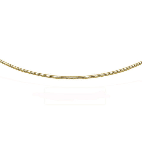 <span>CLOSEOUT 20% OFF! </span> 1.5MM Yellow Gold Plated .925 Sterling Silver Round Omega Necklace Chain 16-18"