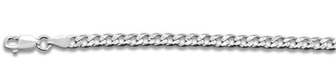 100-4MM Pave Curb Chain .925  Solid Sterling Silver Available in 7"- 30" inches