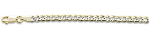 100-4MM Yellow Gold Plated Pave Curb Chain .925  Solid Sterling Silver Available in 7"- 32" inches