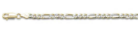 100-4MM Yellow Gold Plated Pave Figaro Chain .925  Solid Sterling Silver Available in 7"- 32" inches NEW