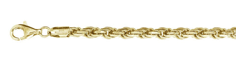 <span>CLOSEOUT 20% OFF! </span> 100-5MM Yellow Gold Plated Rope Chain .925  Solid Sterling Silver Available in 8"- 30" inches
