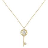 .08cts 14kt Yellow Gold Round Diamond Key Pendant Necklace 18" Long