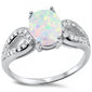 <span>CLOSEOUT!</span> rong-set White Opal with Cz Accents .925 Sterling Silver Ring