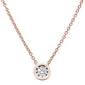 .10ct 14k Rose Gold Diamond Bezel Set Solitaire Pendant Necklace 18"Long