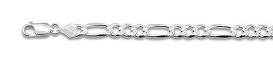 120-5MM Pave Figaro Chain .925  Solid Sterling Silver Available in 7"- 26" inches NEW