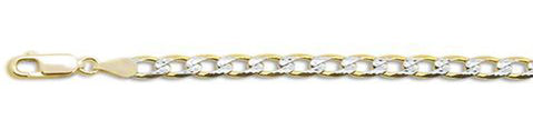 120-4.5MM Yellow Gold Plated Pave Curb Chain .925  Solid Sterling Silver Available in 7"- 26" inches