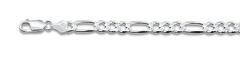 120-5MM Pave Figaro Chain .925  Solid Sterling Silver Available in 7"- 26" inches