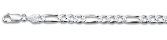 150-6.2MM  Pave Figaro Chain .925  Solid Sterling Silver Available in 7"- 30" inches NEW