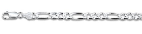 150-6.2MM  Pave Figaro Chain .925  Solid Sterling Silver Available in 7"- 30" inches