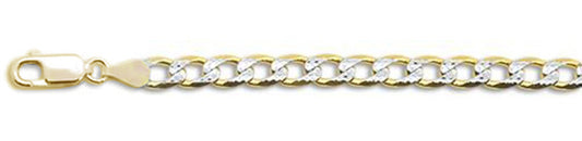 150-6MM Yellow Gold Plated Pave Curb Chain .925  Solid Sterling Silver Available in 8"- 32" inches NEW