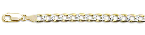150-6MM Yellow Gold Plated Pave Curb Chain .925  Solid Sterling Silver Available in 8"- 32" inches