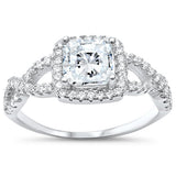 <span>CLOSEOUT! </span>Prong Princess Cut Infinity Band Engagement .925 Sterling Silver Ring