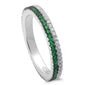 <span>CLOSEOUT!</span> Green Emerald & Cz Band .925 Sterling Silver Ring