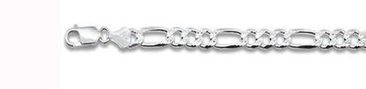 180-7.2MM Pave Figaro Chain .925  Solid Sterling Silver Available in 20"- 28" inches NEW
