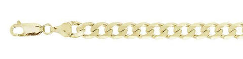 <span>CLOSEOUT 20% OFF! </span> 180-7.5MM Yellow Gold Plated Flat Curb Chain .925  Solid Sterling Silver Sizes 8-30"