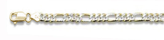 <span>CLOSEOUT 20% OFF! </span> 180-7.2MM Yellow Gold Plated Pave Figaro Chain .925  Solid Sterling Silver Available in 8"- 32" inches NEW