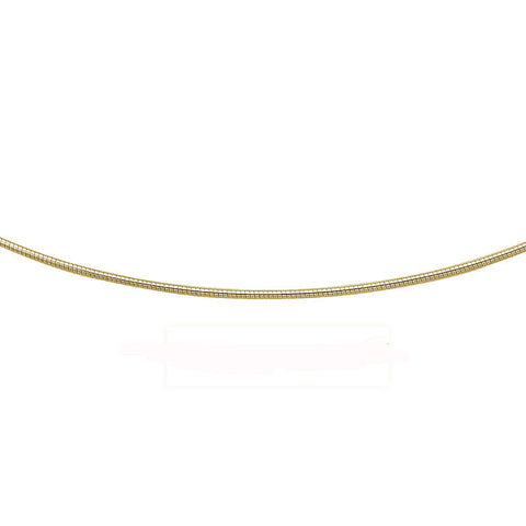 <span>CLOSEOUT 20% OFF! </span> 1MM Yellow Gold Plated .925 Sterling Silver Round Omega Necklace Chain 16-18"