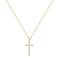 .07cts 10kt Yellow Gold Round Diamond Cross Pendant Necklace 18" Long
