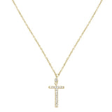 <span>DIAMOND CLOSEOUT! </span>.07cts 10kt Yellow Gold Round Diamond Cross Pendant Necklace 18" Long