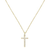 <span>DIAMOND CLOSEOUT! </span>.07cts 14kt Yellow Gold Round Diamond Cross Pendant Necklace 18" Long