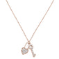 .14cts 14kt Rose Gold Round Diamond Key to My Heart Pendant Necklace 18"