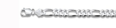 250-10MM Pave Figaro Chain .925  Solid Sterling Silver Available in 8"- 28" inches