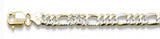 <span>CLOSEOUT 20% OFF! </span> 250-10MM Yellow Gold Plated Pave Figaro Chain .925  Solid Sterling Silver Available in 8"- 32" inches NEW
