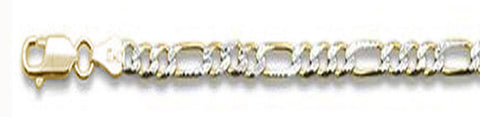 <span>CLOSEOUT 20% OFF! </span> 250-10MM Yellow Gold Plated Pave Figaro Chain .925  Solid Sterling Silver Available in 8"- 32" inches