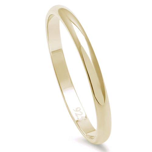 <span>CLOSEOUT!</span>2MM PLAIN YELLOW GOLD PLATED .925 STERLING SILVER WEDDING BAND